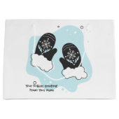 独自のレトロミッテンブルークリスマスを作成 ラージペーパーバッグ (正面)