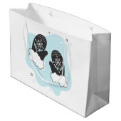 独自のレトロミッテンブルークリスマスを作成 ラージペーパーバッグ (裏面アングル)