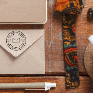 独自のレトロラウンドカスタム差出人住所の作成 ラバースタンプ