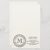 独自のレトロロゴタイポグラフィモノグラムを作成 便箋 (正面/裏面)