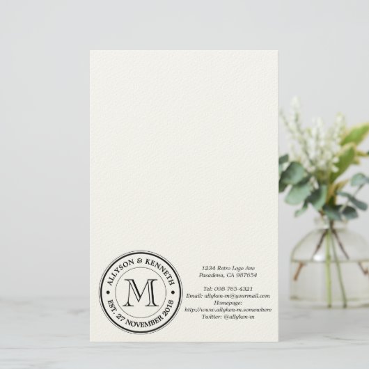 独自のレトロロゴタイポグラフィモノグラムを作成 便箋 (スタンド正面)