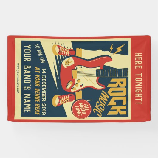 独自のレトロロックミュージックバナーを作成 横断幕 (横)