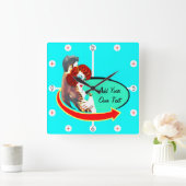 独自のレトロヴィンテージ50sダイナーの作成 スクエア壁時計 (ホーム)