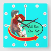 独自のレトロヴィンテージ50sダイナーの作成 スクエア壁時計 (正面)