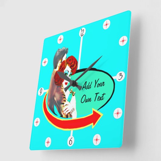 独自のレトロヴィンテージ50sダイナーの作成 スクエア壁時計 (傾斜)