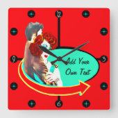 独自のレトロヴィンテージ50sダイナーの作成 スクエア壁時計 (正面)