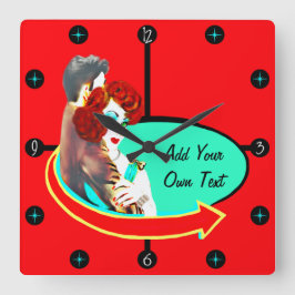 独自のレトロヴィンテージ50sダイナーの作成 スクエア壁時計