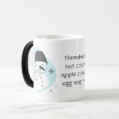 独自のレトロ雪だるまブルークリスマスを作成 モーフィングマグカップ (正面左)