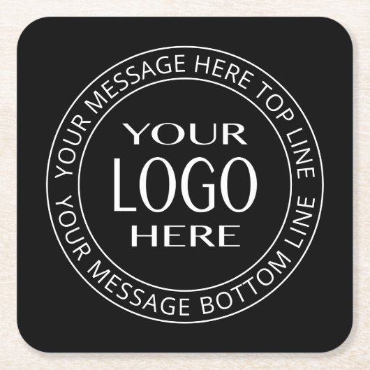 独自のロゴとカスタマイズ可能な循環文字 スクエアペーパーコースター (正面)