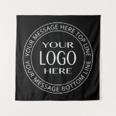 独自のロゴとカスタマイズ可能な循環文字 タペストリー (正面)