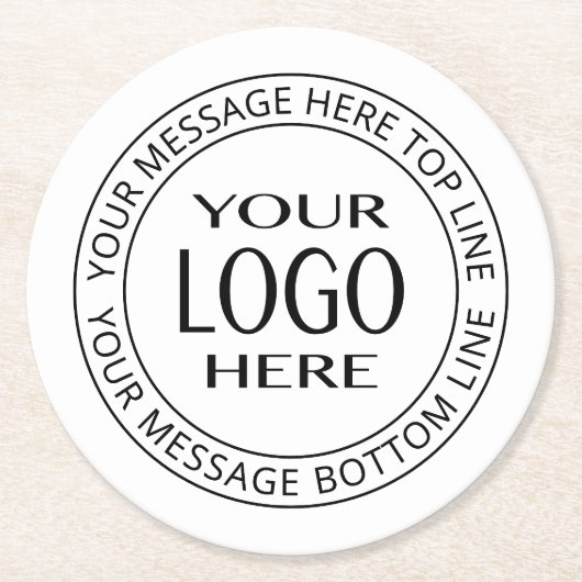 独自のロゴとカスタマイズ可能な循環文字 ラウンドペーパーコースター (正面)