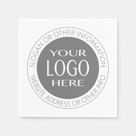 独自のロゴと円形の文字の追加 スタンダードカクテルナプキン (正面)