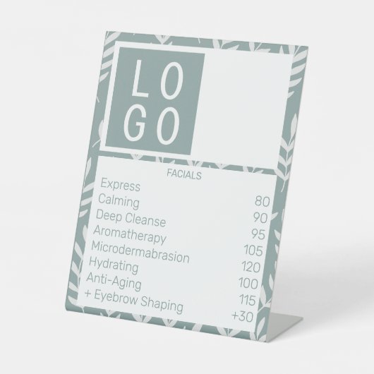 独自のロゴのビジネス価格リストSAGEグリーンホワイト 台座サイン (正面)