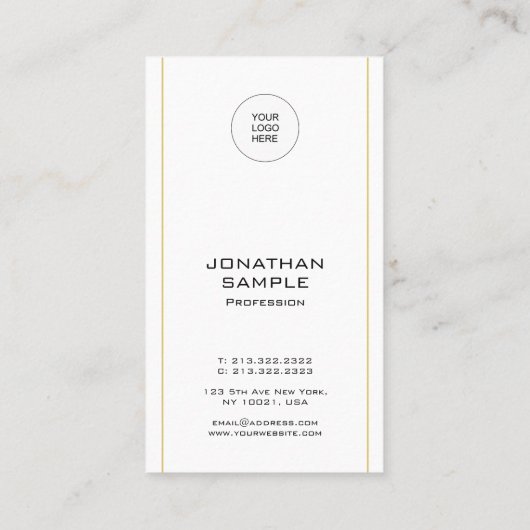 独自のロゴの垂直テンプレートをアップロードモダン 名刺 (裏面)