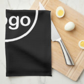 独自のロゴの追加 |黒の背景 キッチンタオル (四つ折り)