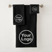 独自のロゴの追加 |黒の背景 バスタオルセット (インサイチュ)