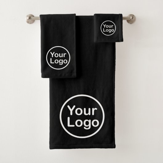 独自のロゴの追加 |黒の背景 バスタオルセット (インサイチュ)