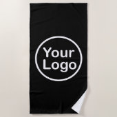 独自のロゴの追加 |黒の背景 ビーチタオル (正面)