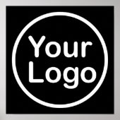 独自のロゴの追加 |黒の背景 ポスター (正面)