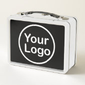 独自のロゴの追加 |黒の背景 メタルランチボックス (裏面)