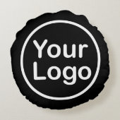 独自のロゴの追加 |黒の背景 ラウンドクッション (裏面)