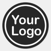 独自のロゴの追加 |黒の背景 ラウンドシール (正面)