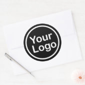 独自のロゴの追加 |黒の背景 ラウンドシール (封筒)