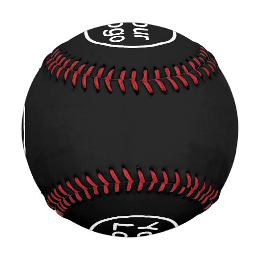 独自のロゴの追加 |黒の背景 野球ボール (裏面)