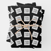 独自のロゴまたは画像パターン | 黒(編集可能) ラッピングペーパーシート (インサイチュ)