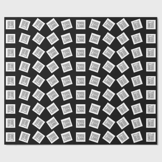 独自のロゴまたは画像パターン | 黒（編集可能） ラッピングペーパー (フラット)