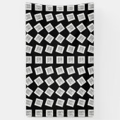 独自のロゴまたは画像パターン | 黒（編集可能） 横断幕 (縦)