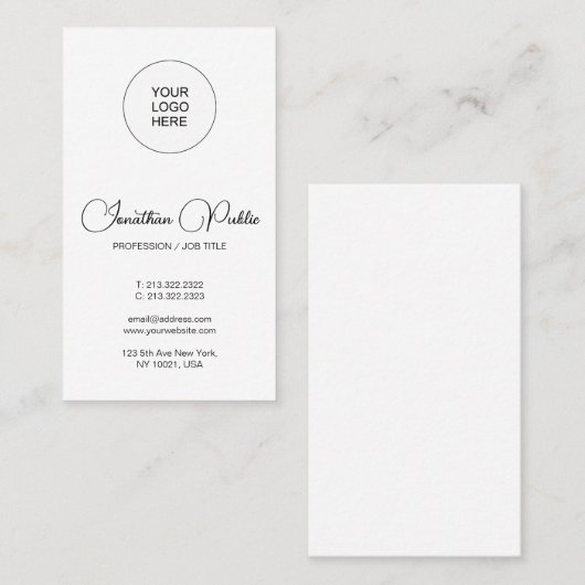 独自のロゴをここにアップロードタイポグラフィVertical 名刺 (正面/裏面)