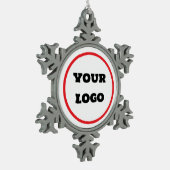 独自のロゴをカスタム作成すパーソナライズされたる スノーフレークピューターオーナメント (左)