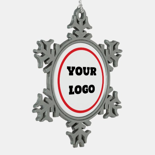 独自のロゴをカスタム作成すパーソナライズされたる スノーフレークピューターオーナメント (左)