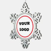 独自のロゴをカスタム作成すパーソナライズされたる スノーフレークピューターオーナメント (右)