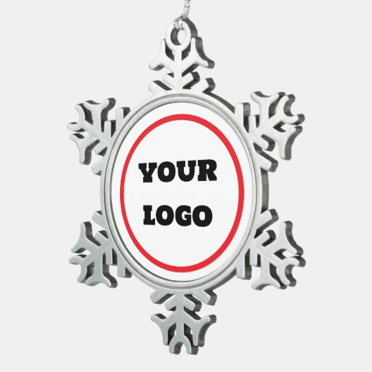 独自のロゴをカスタム作成すパーソナライズされたる スノーフレークピューターオーナメント (右)