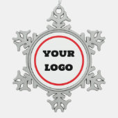 独自のロゴをカスタム作成すパーソナライズされたる スノーフレークピューターオーナメント (正面)