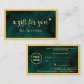 独自のロゴを作成する予算金ゴールドギフト証明書 エンクロージャーカード (正面/裏面)