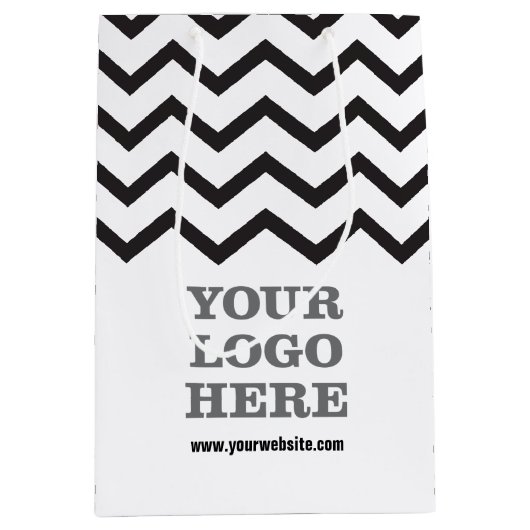 独自のロゴを作成する ミディアムペーパーバッグ (正面)