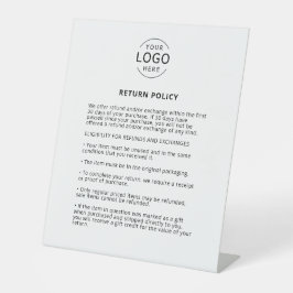 独自のロゴを使用した返品ポリシー 台座サイン