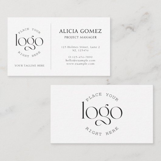 独自のロゴを追加する汎用ホワイトプロフェッショナル 名刺 (正面/裏面)