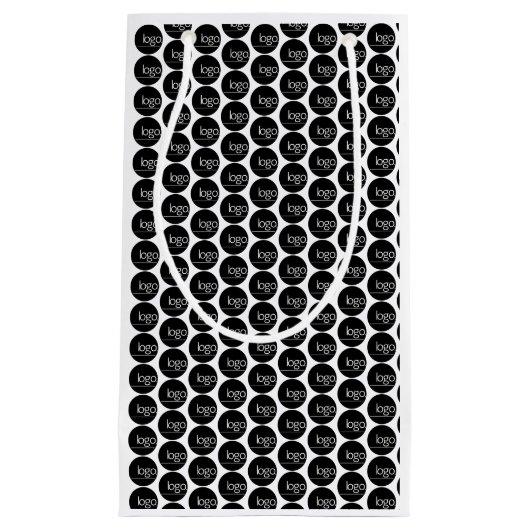 独自のロゴを追加する繰り返しパターンビジネスブランド スモールペーパーバッグ (正面)