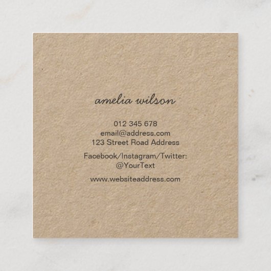 独自のロゴを追加するKraft素朴ソーシャルメディア スクエア名刺 (裏面)