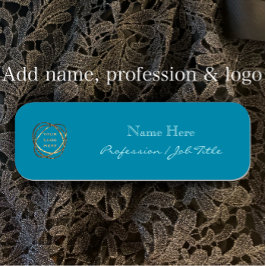 独自のロゴを追加アクアモダンエレガントターコイズ 名札