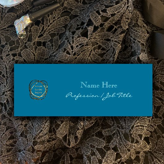 独自のロゴを追加アクアモダンエレガントターコイズ 名札