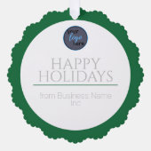 独自のロゴを追加ビジネス会社ハッピーホリデークリスマス オーナメントカード (正面)
