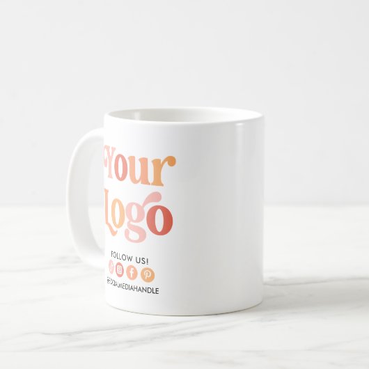 独自のロゴカスタムビジネスソーシャルメディアの作成 コーヒーマグカップ (正面左)