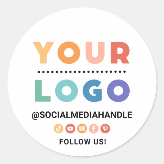 独自のロゴカスタムビジネスソーシャルメディアの作成 ラウンドシール (正面)
