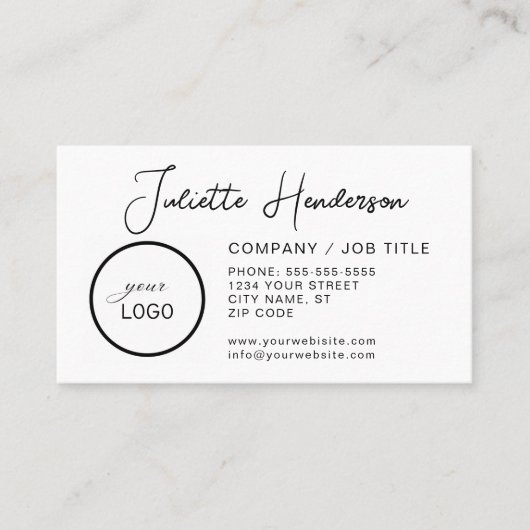 独自のロゴカスタムフォトスクリプトのモダン作成 名刺 (正面)