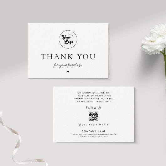 独自のロゴカスタムQRコード会社の顧客の追加 サンキューカード
